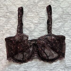 Chantelle Brown and Multicolor Delicate Lace Sheer Bra